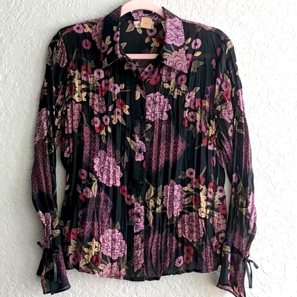 APOSTROPHE SILKY CRINKLE CUT BUTTON UP